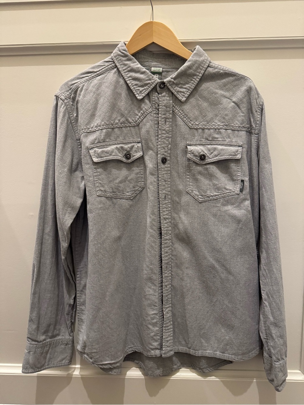 Stio Light Gray Flannel Button-Down Shirt